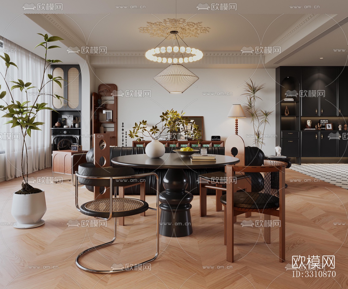 现代客餐厅效果图下载（渲染图9）