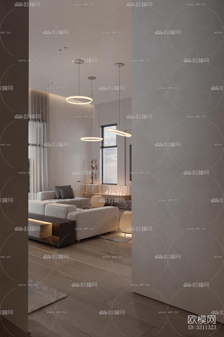 现代客餐厅效果图下载（渲染图13）