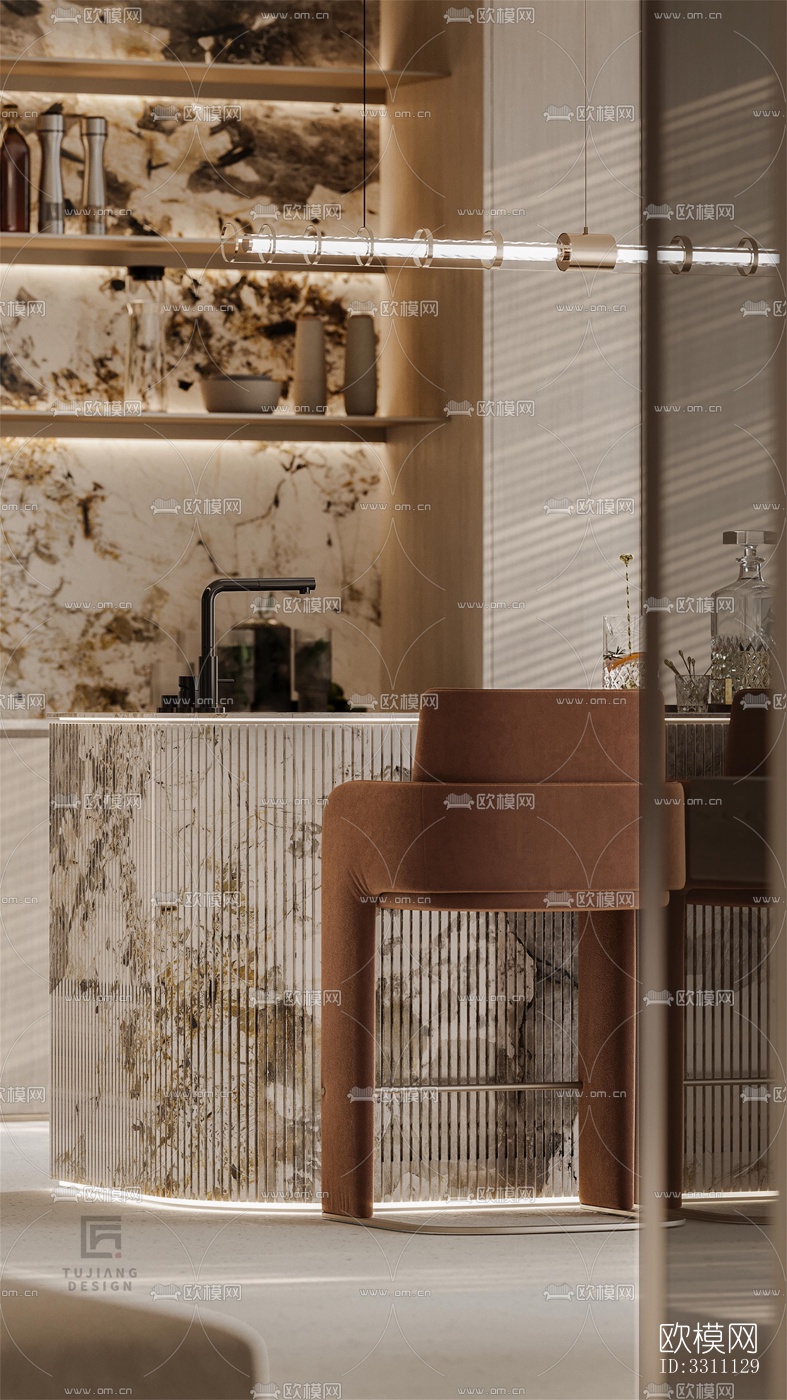 现代客餐厅效果图下载（渲染图5）