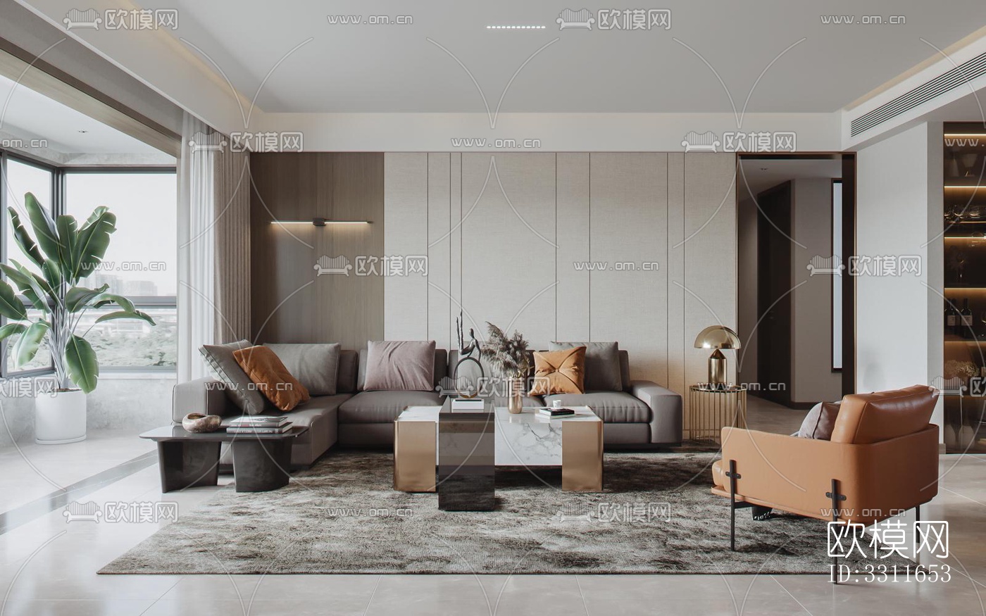 现代客餐厅效果图下载（渲染图8）