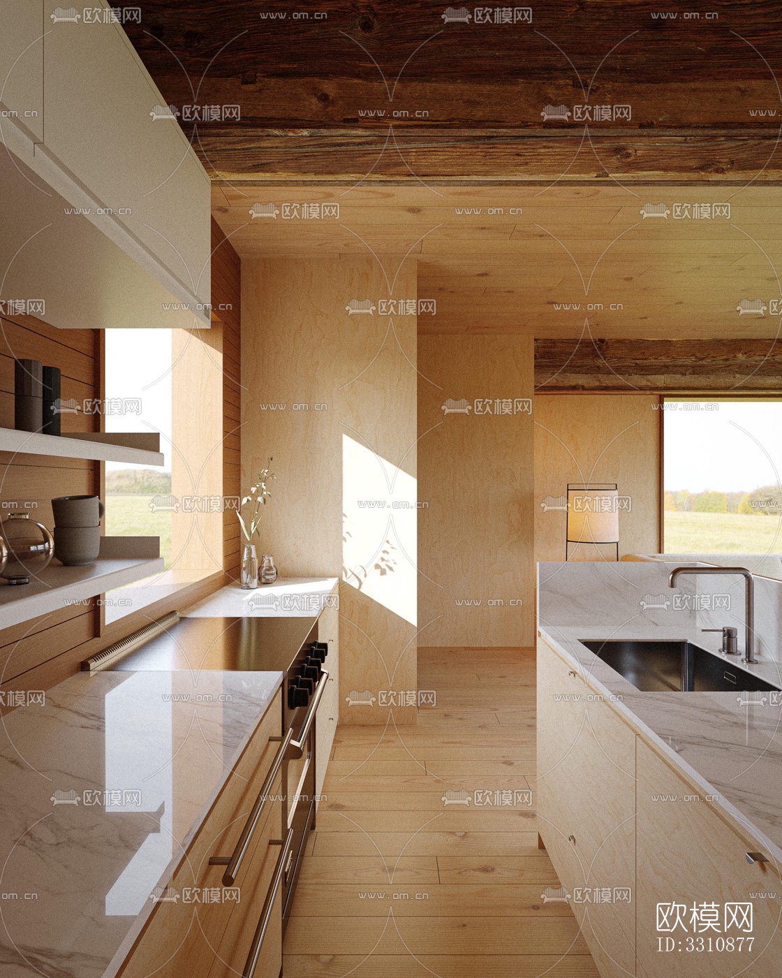 现代客餐厅效果图下载（渲染图6）