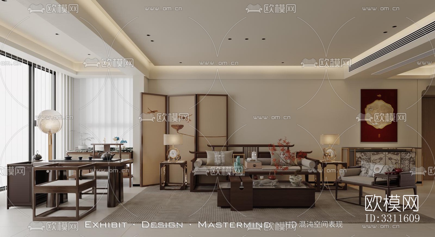 现代客餐厅效果图下载（渲染图9）