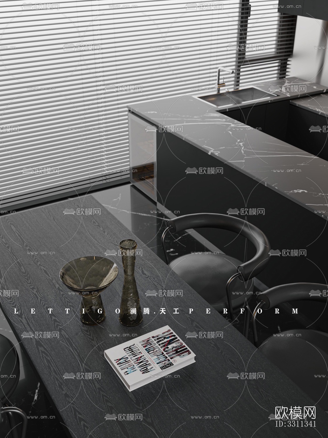 现代客餐厅效果图下载（渲染图9）