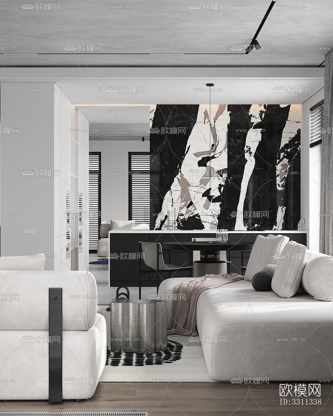 现代客餐厅效果图下载（渲染图8）