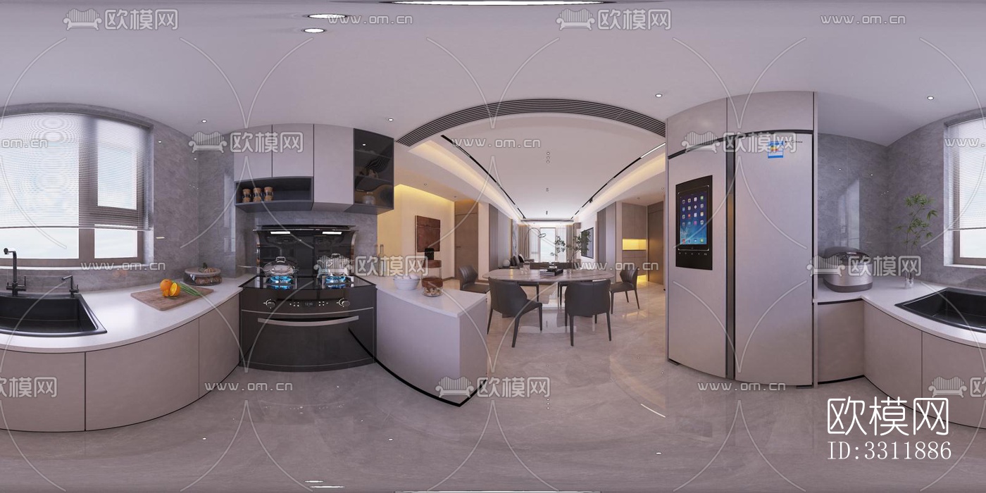 现代客餐厅效果图下载（渲染图10）