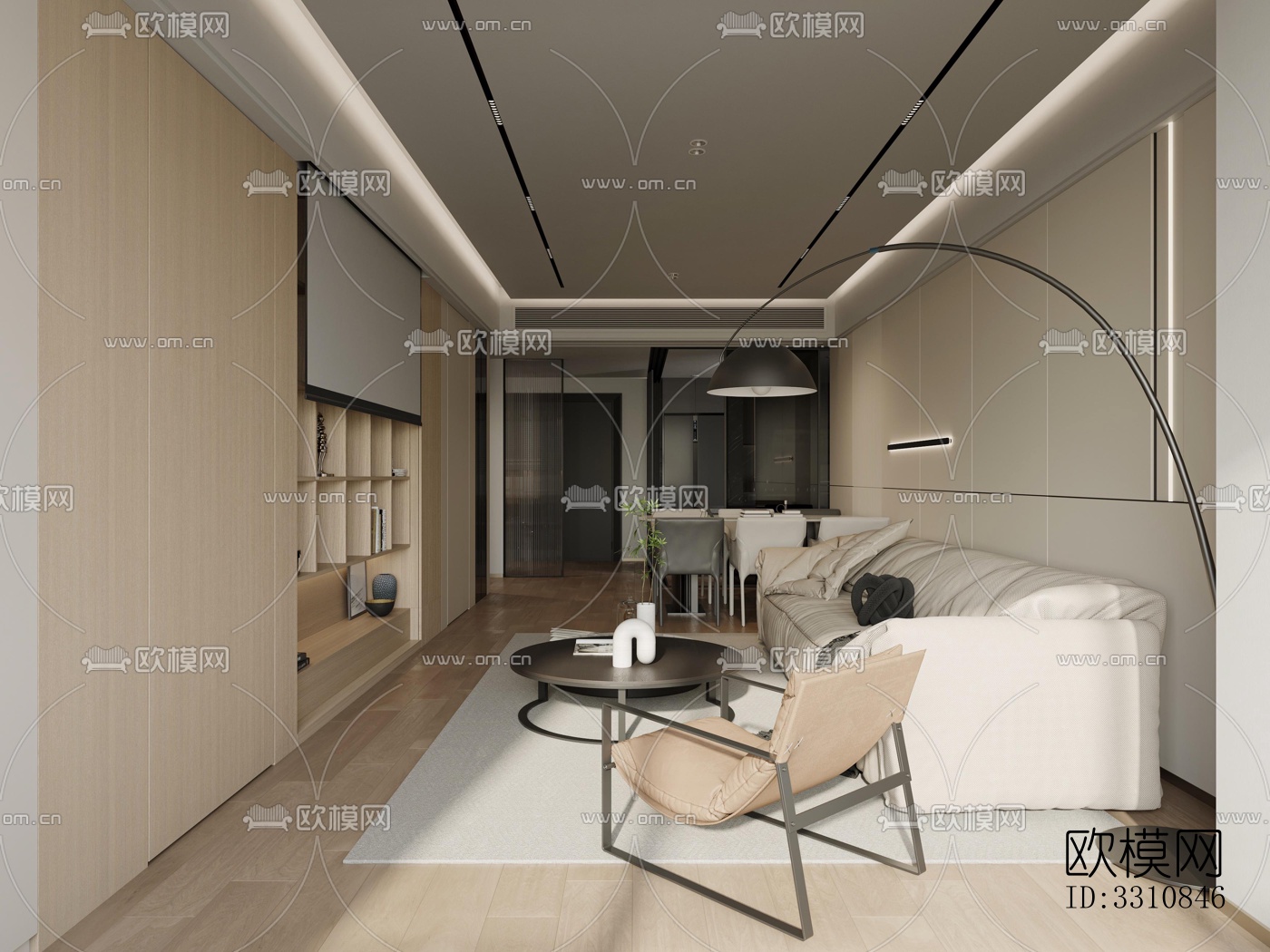 现代客餐厅效果图下载（渲染图4）