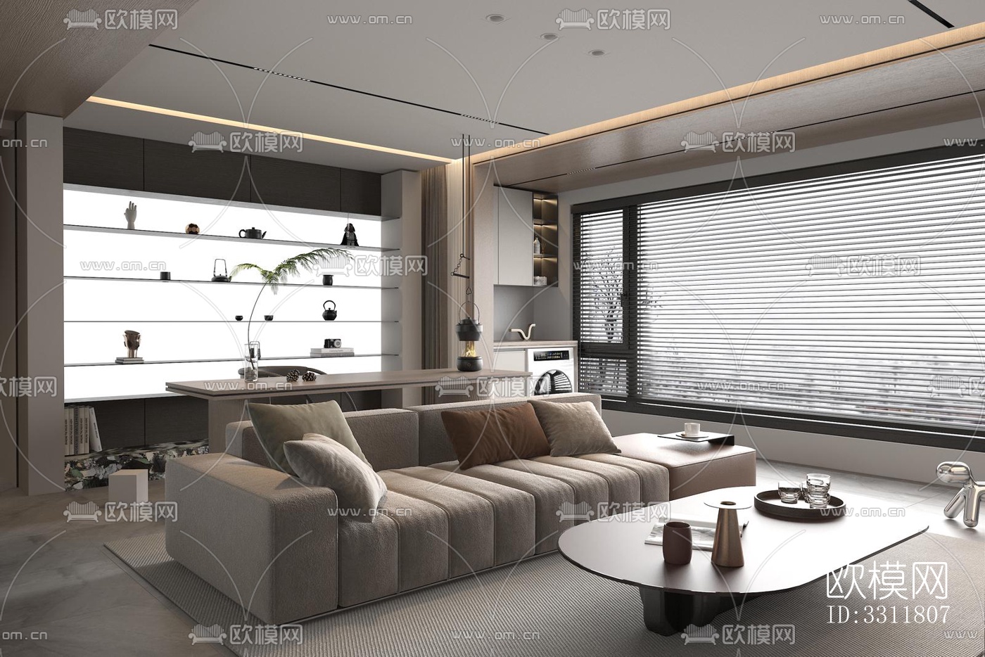 现代客餐厅效果图下载（渲染图2）