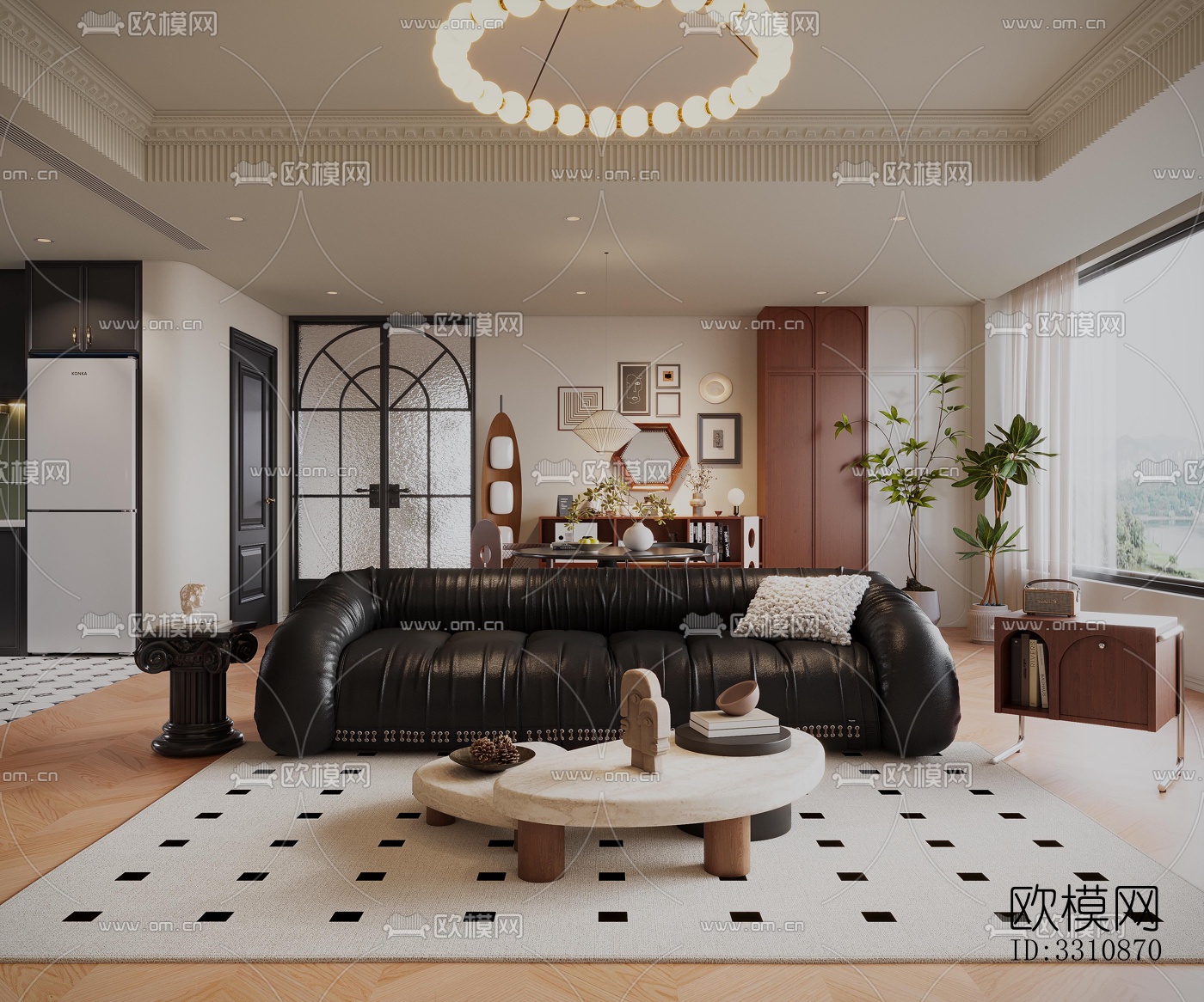 现代客餐厅效果图下载（渲染图10）