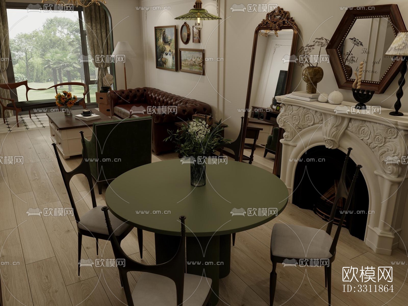 现代客餐厅效果图下载（渲染图6）