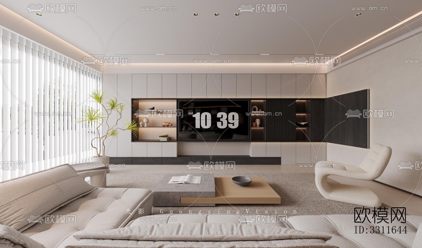 现代客餐厅效果图下载（渲染图3）