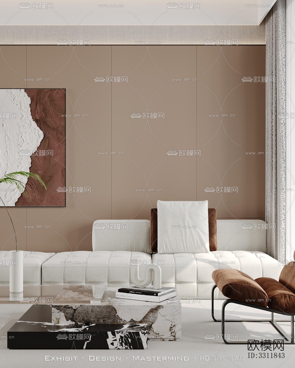 现代客餐厅效果图下载（渲染图4）