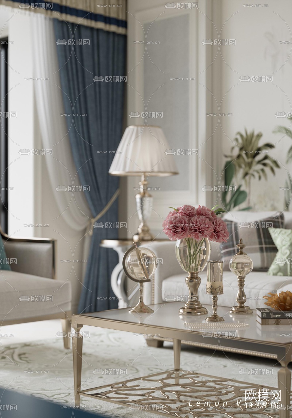 现代客餐厅效果图下载（渲染图1）