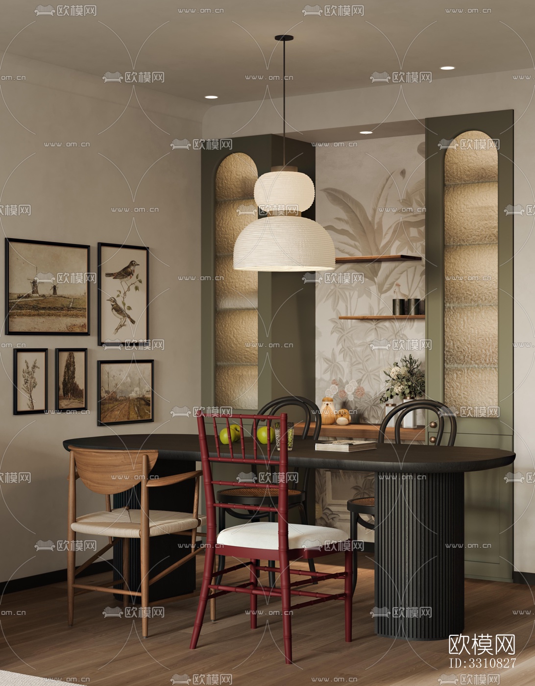 现代客餐厅效果图下载（渲染图6）