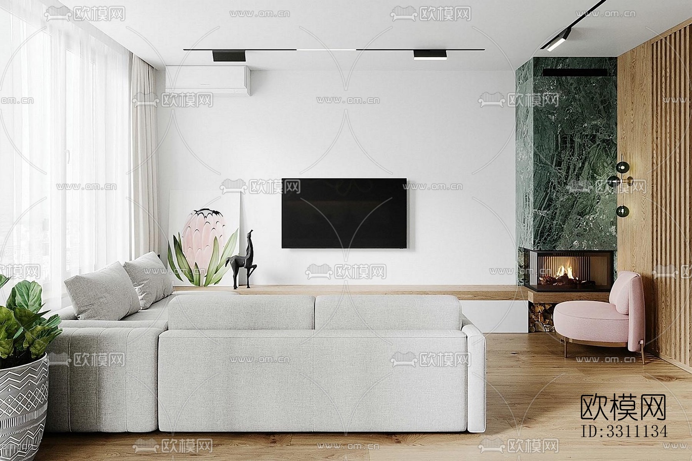 现代客餐厅效果图下载（渲染图3）