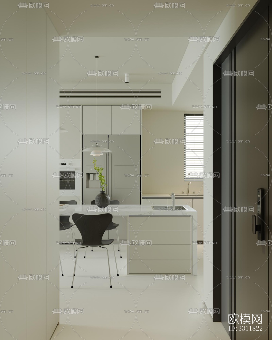 现代客餐厅效果图下载（渲染图3）