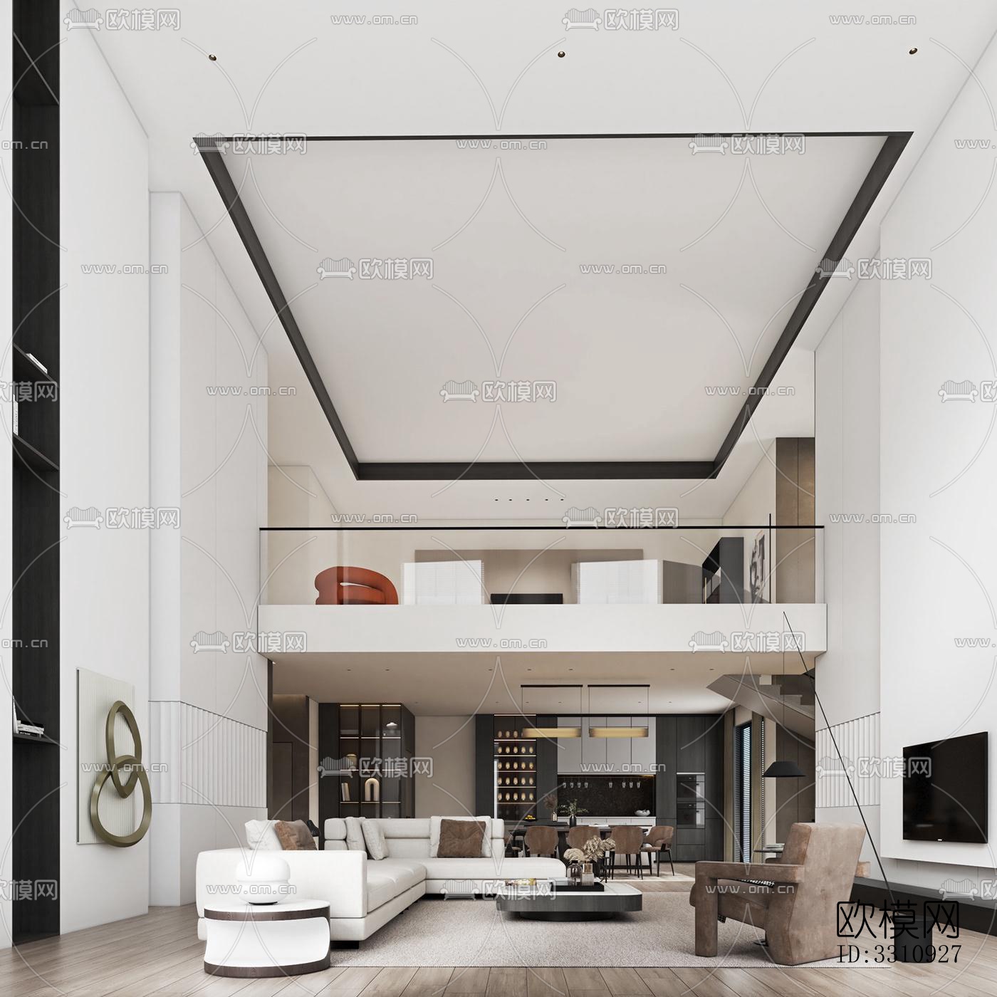 现代客餐厅效果图下载（渲染图15）