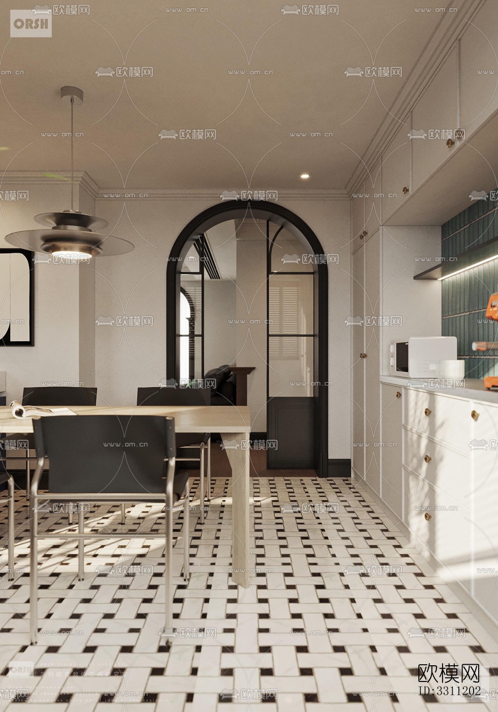 现代客餐厅效果图下载（渲染图8）