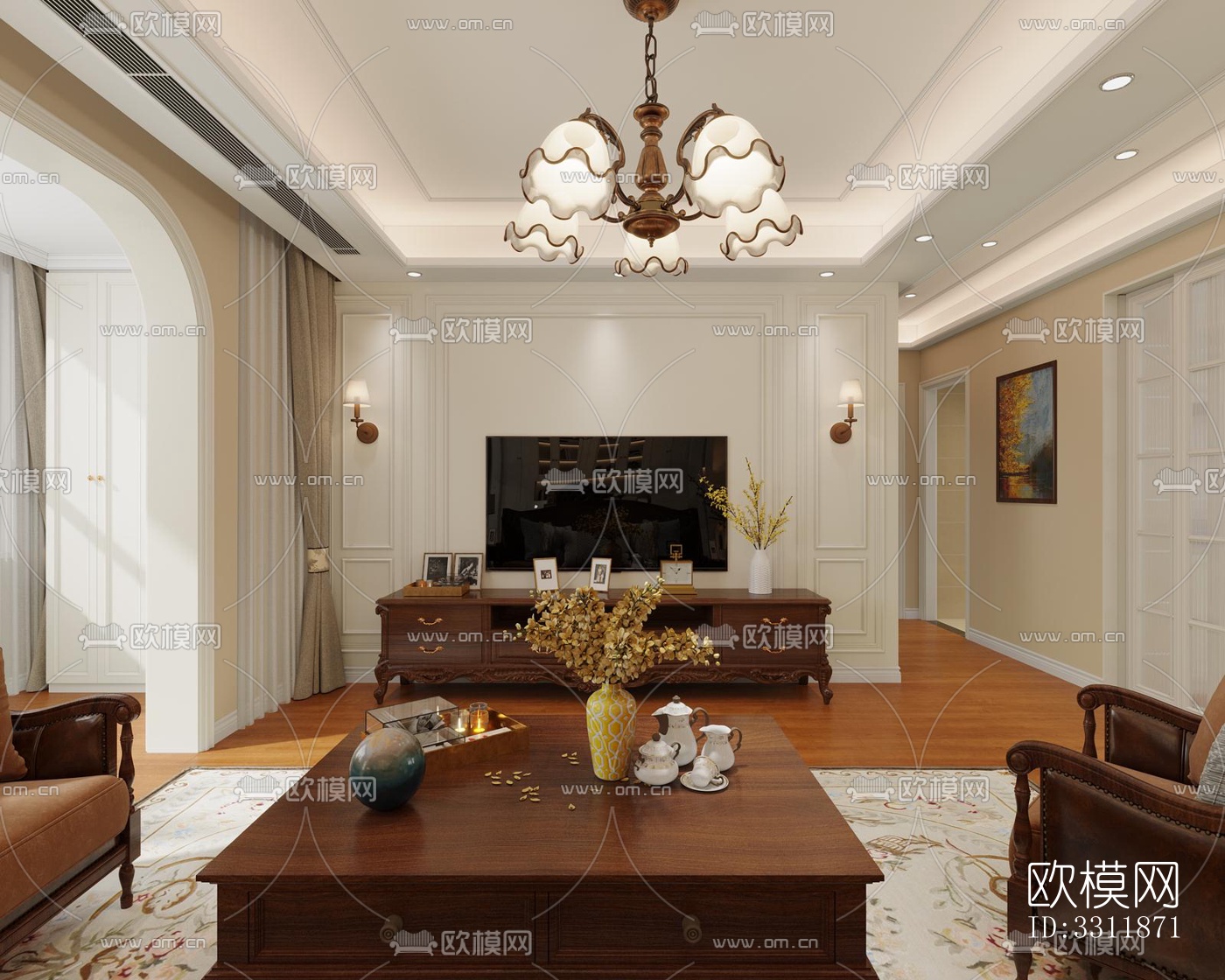 现代客餐厅效果图下载（渲染图4）