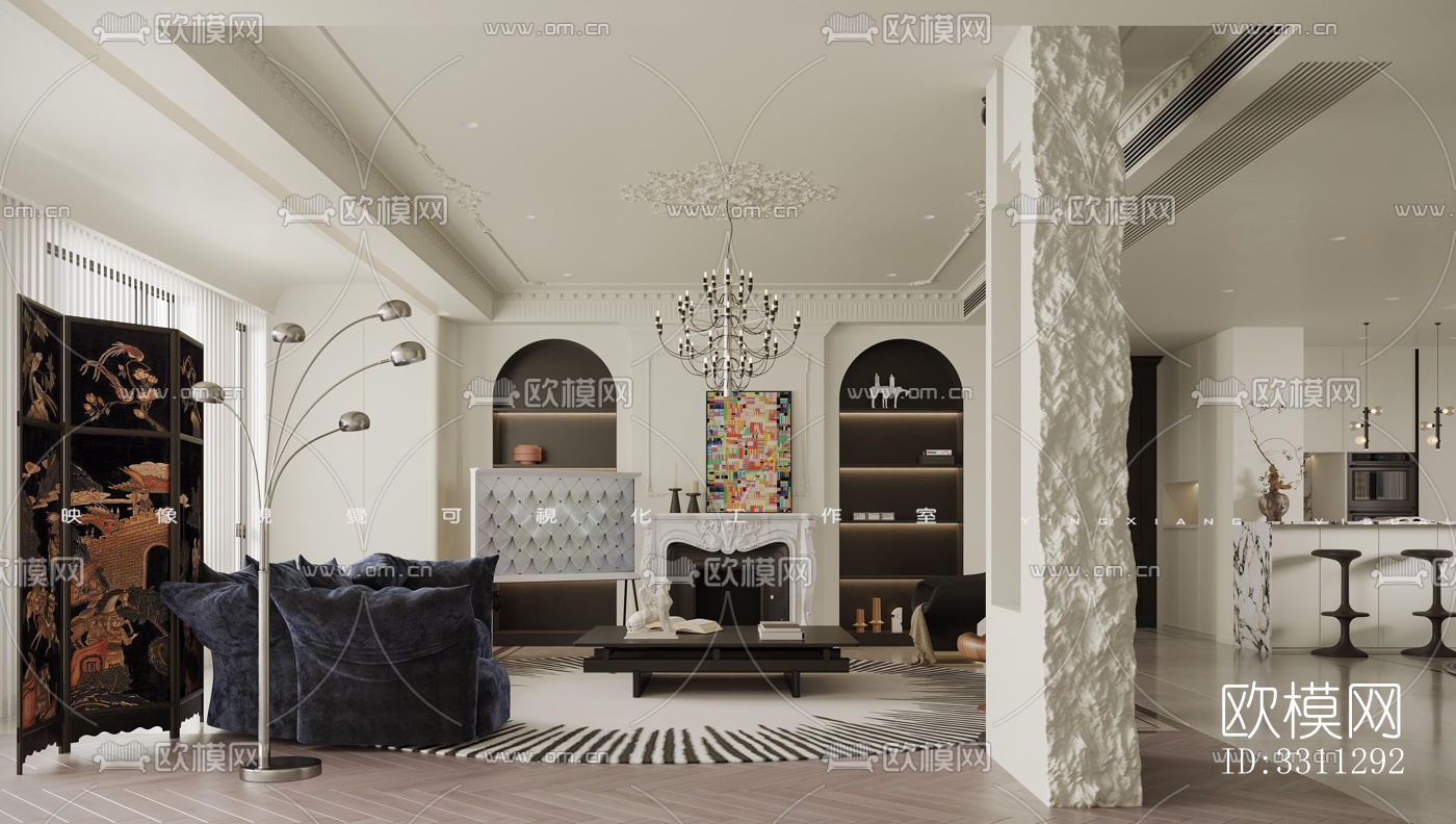 现代客餐厅效果图下载（渲染图4）