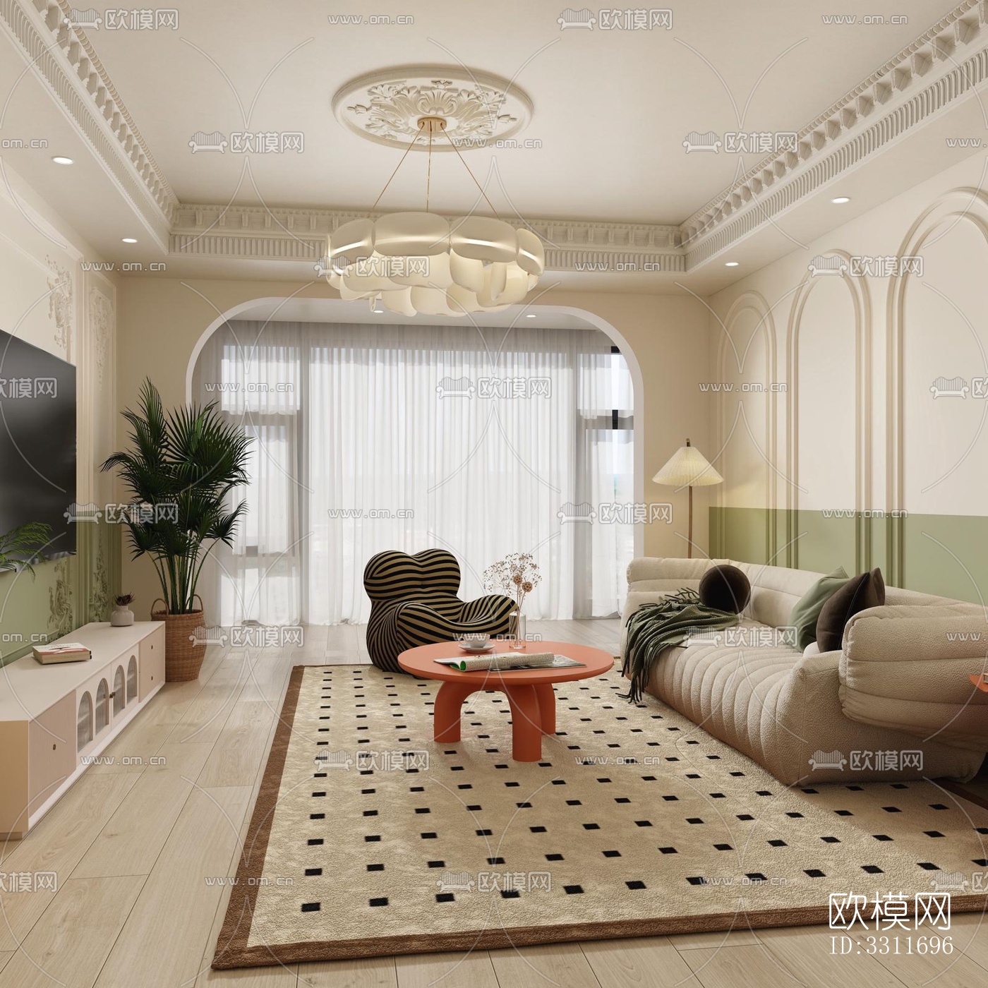 现代客餐厅效果图下载（渲染图4）