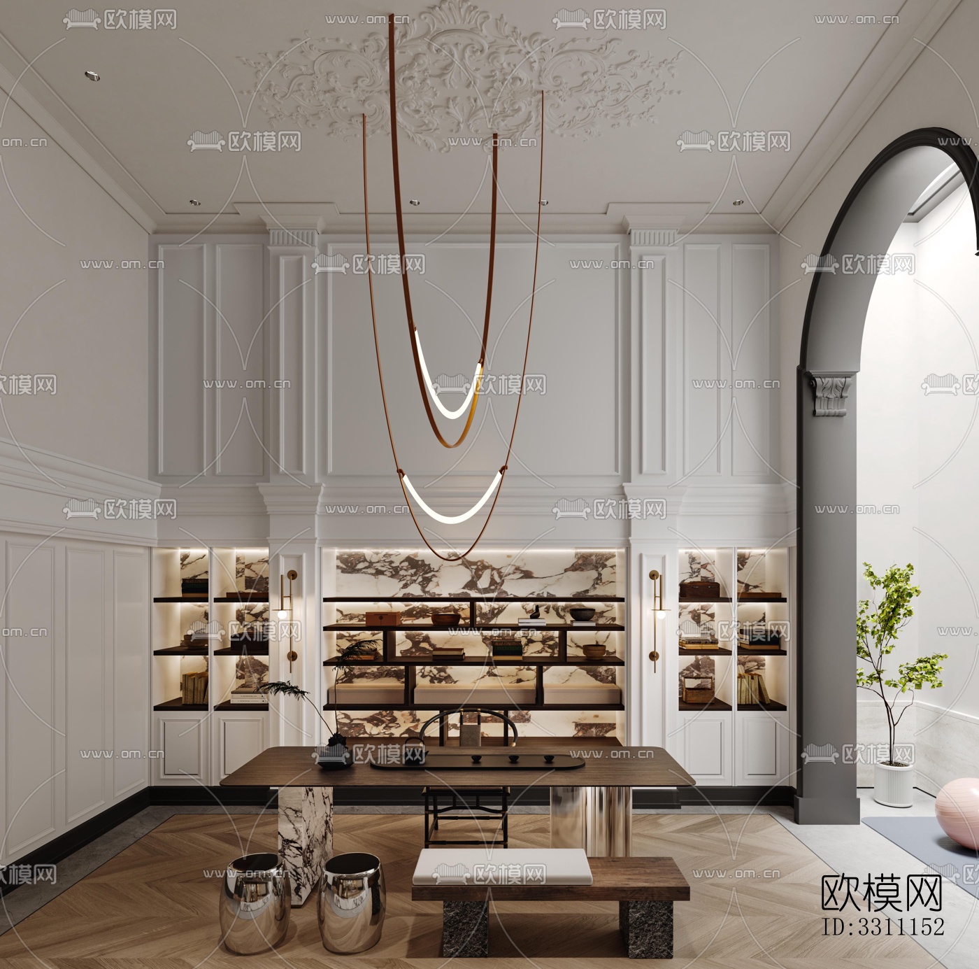 现代客餐厅效果图下载（渲染图7）