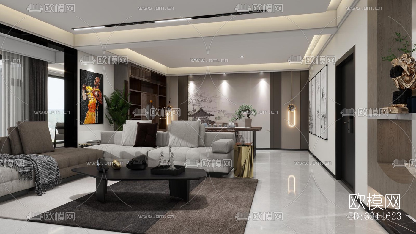 现代客餐厅效果图下载（渲染图2）