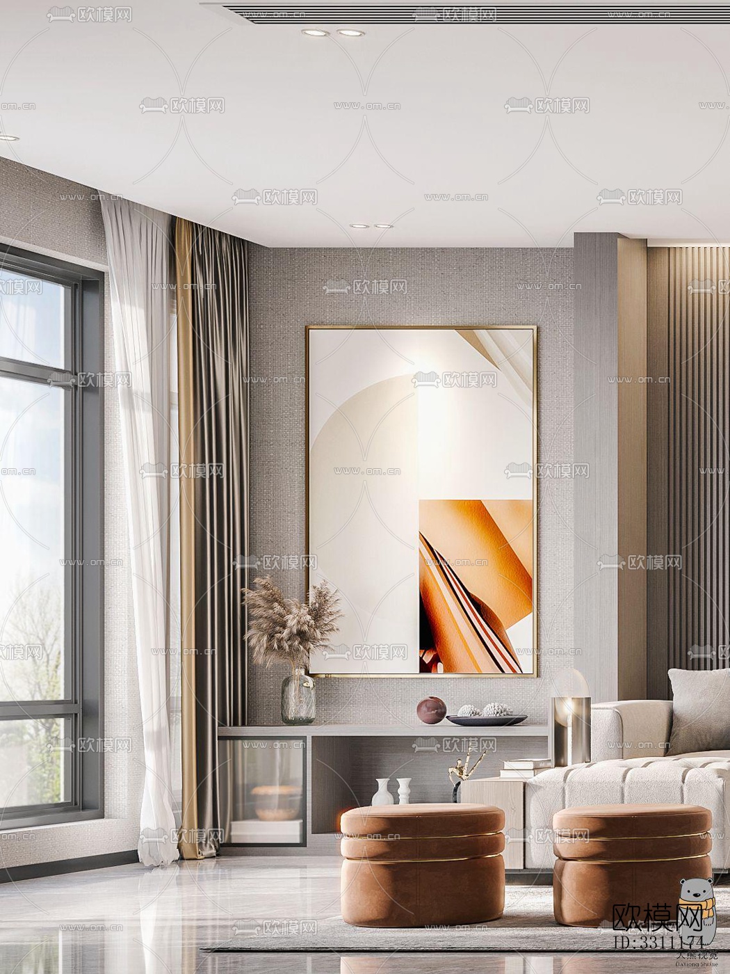 现代客餐厅效果图下载（渲染图4）