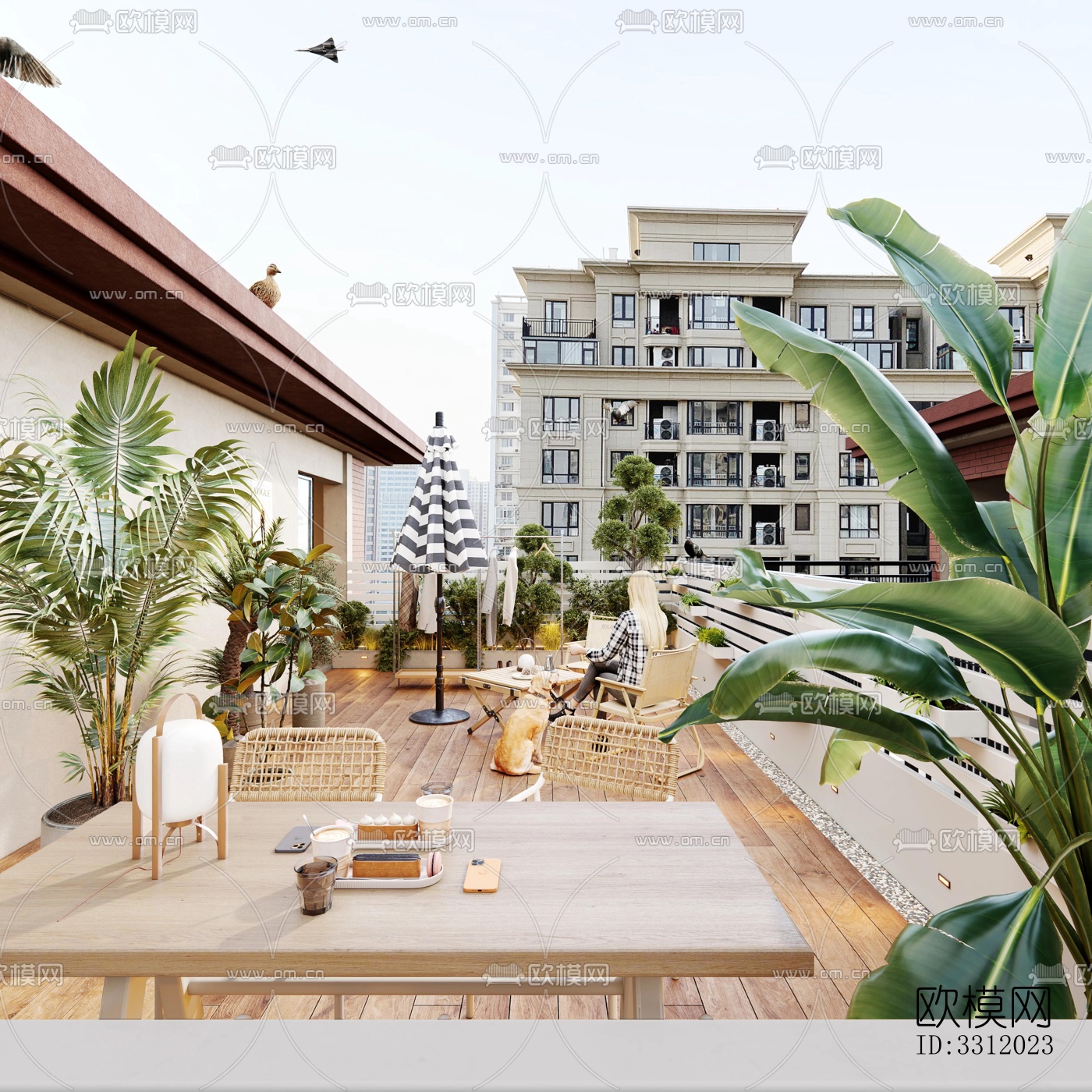 现代阳台花园效果图下载（渲染图2）