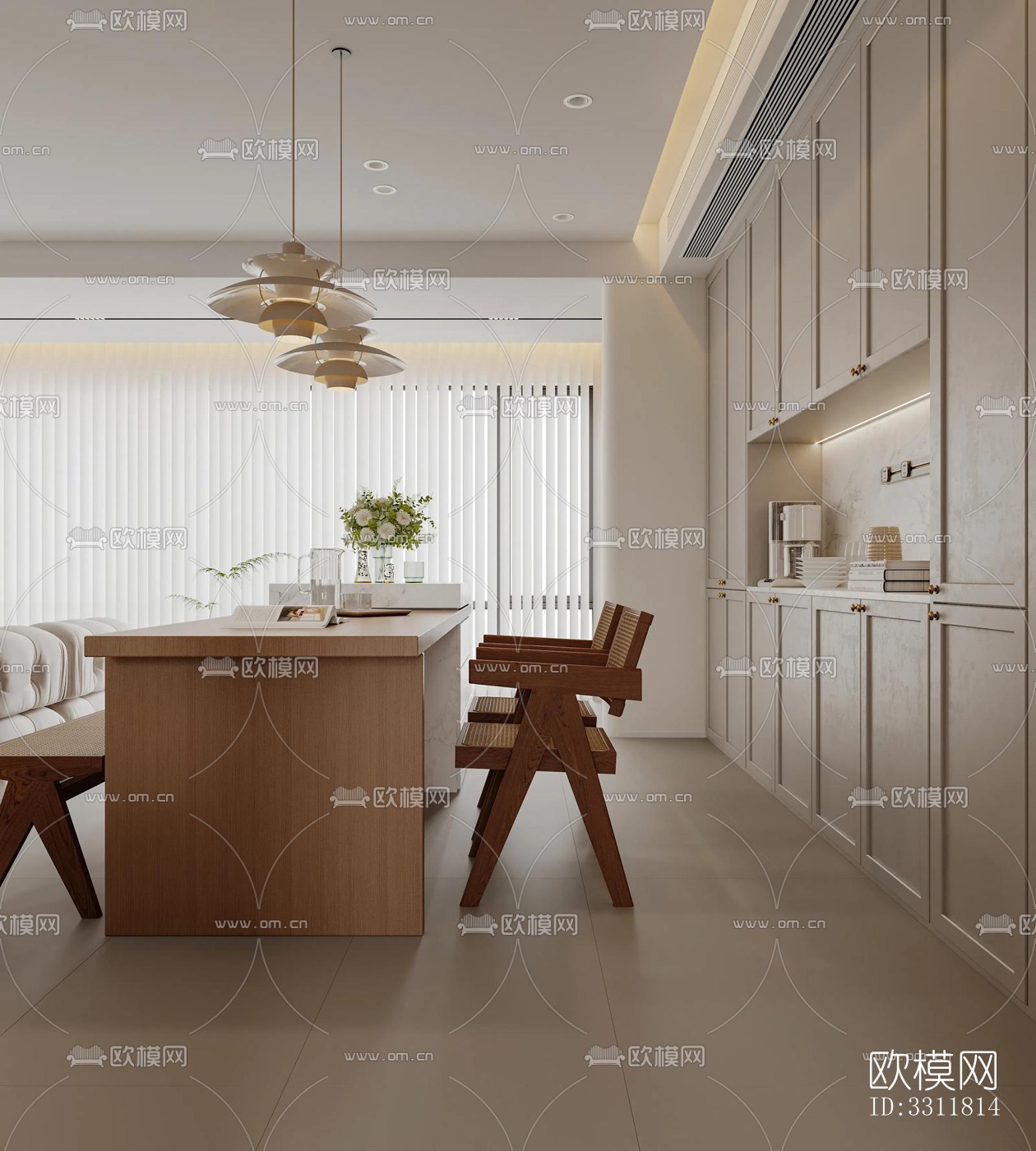 现代客餐厅效果图下载（渲染图8）