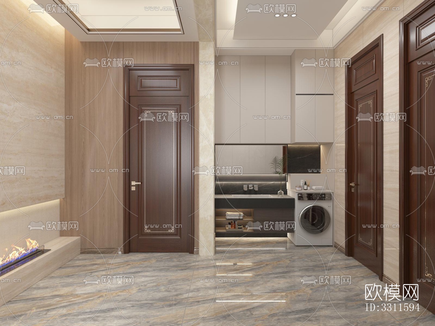 现代客餐厅效果图下载（渲染图1）