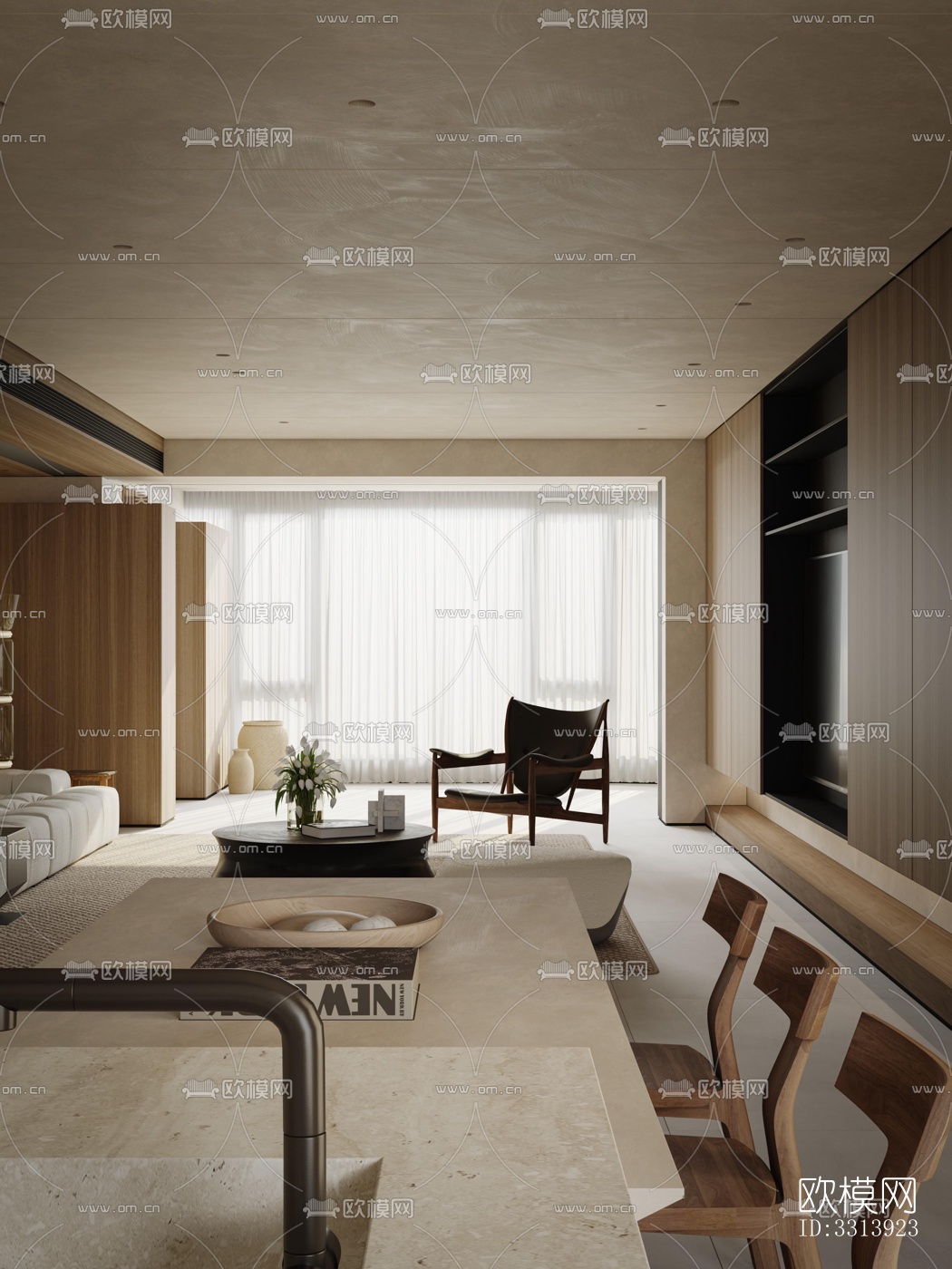 现代客餐厅效果图下载（渲染图12）