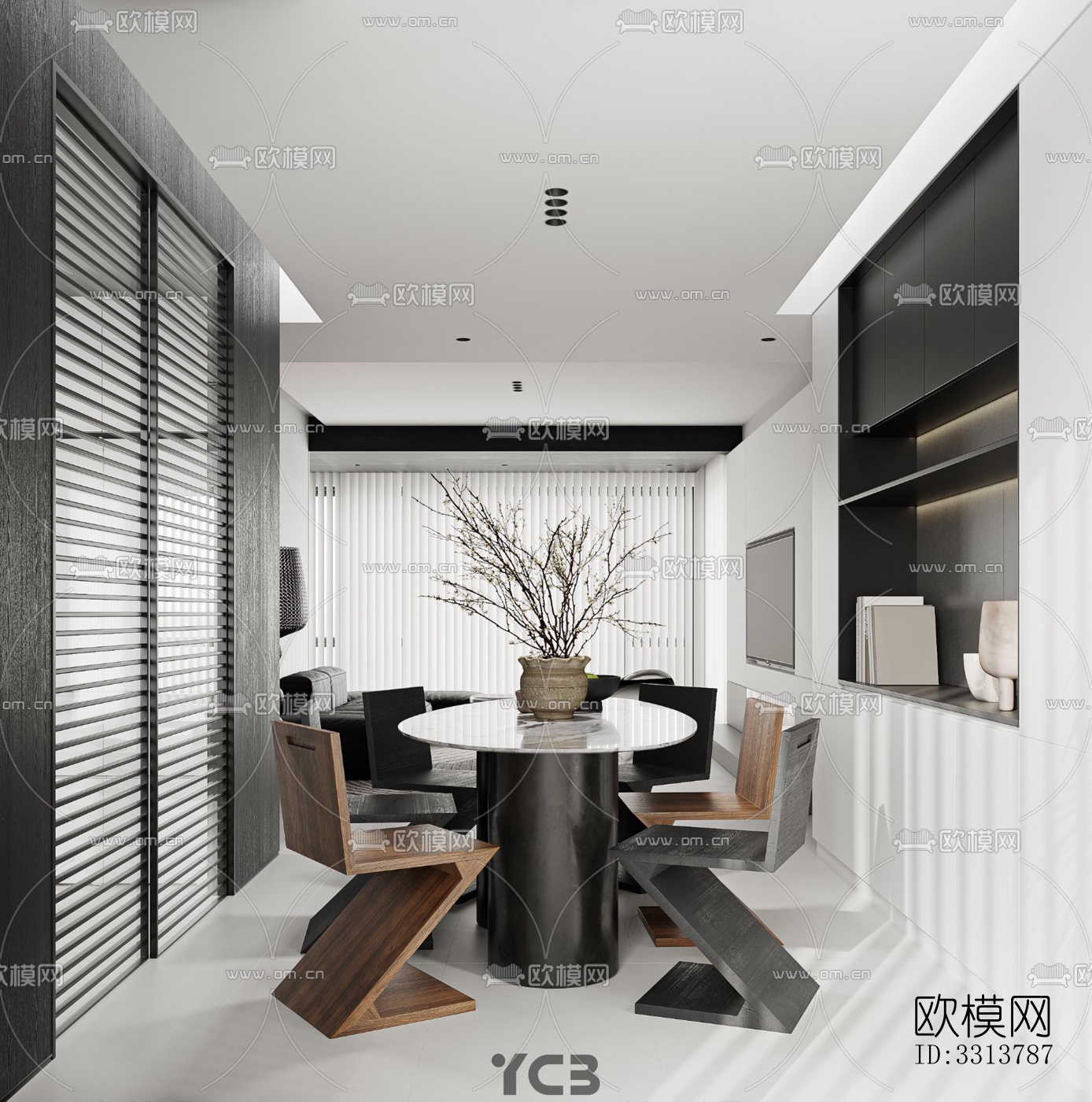 现代客餐厅效果图下载（渲染图6）