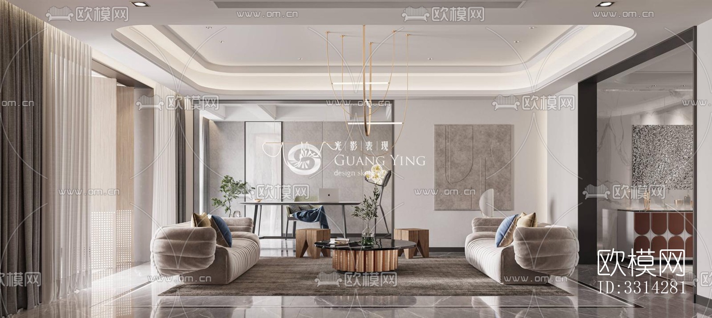 现代客餐厅效果图下载（渲染图4）