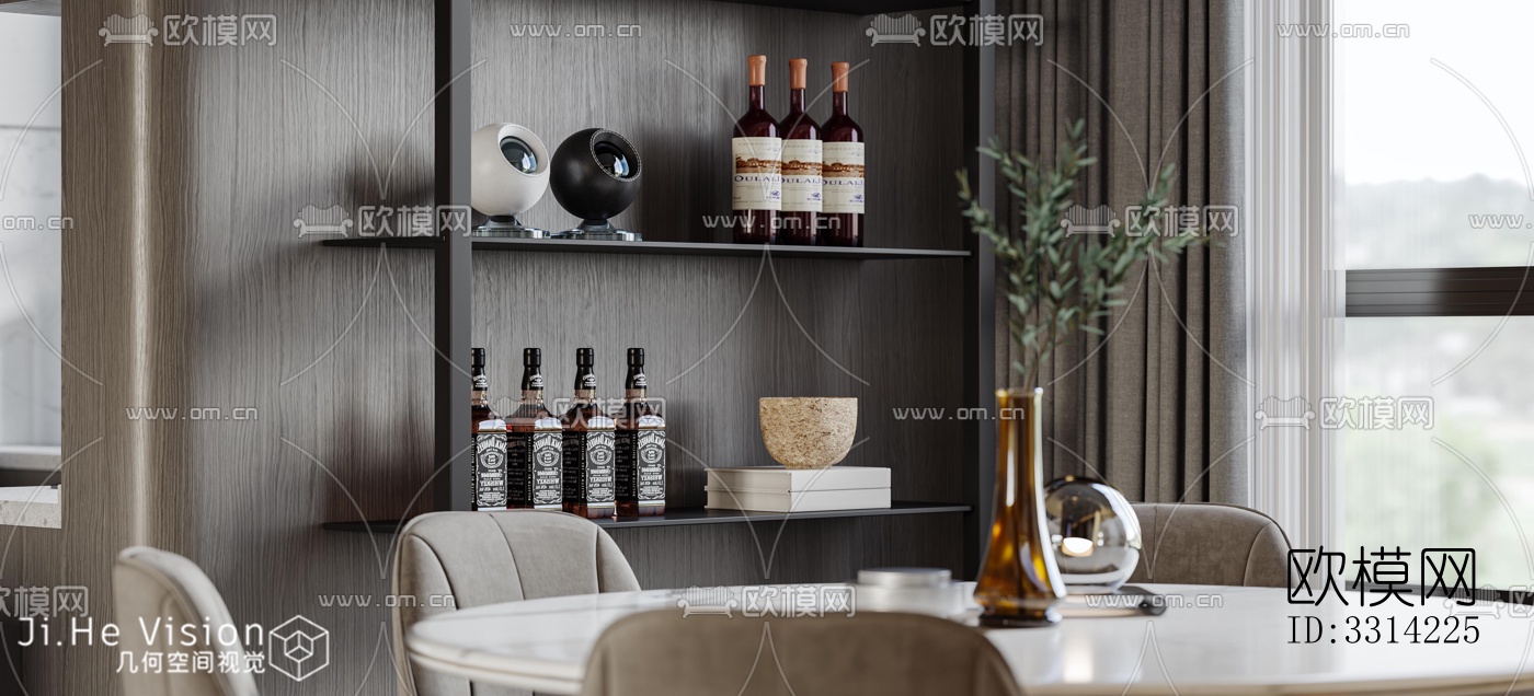 现代客餐厅效果图下载（渲染图10）