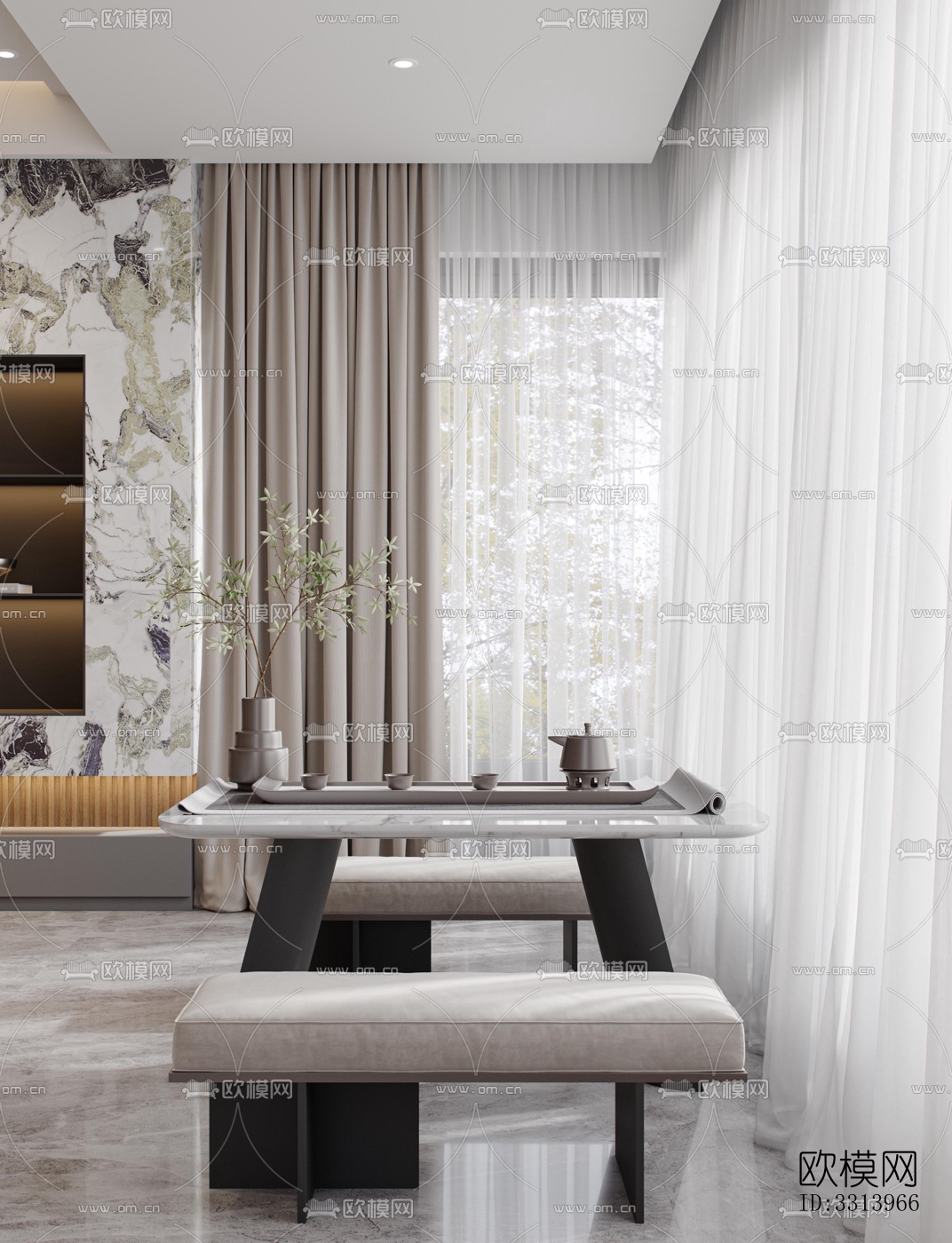 现代客餐厅效果图下载（渲染图3）