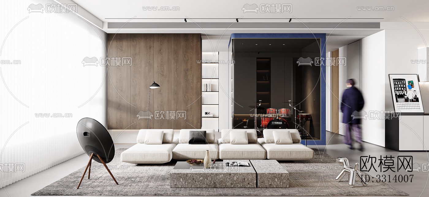 现代客餐厅效果图下载（渲染图1）