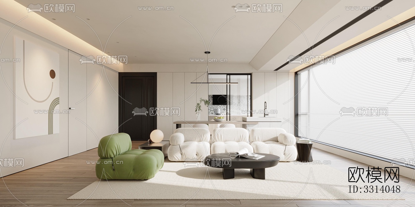 现代客餐厅效果图下载（渲染图3）