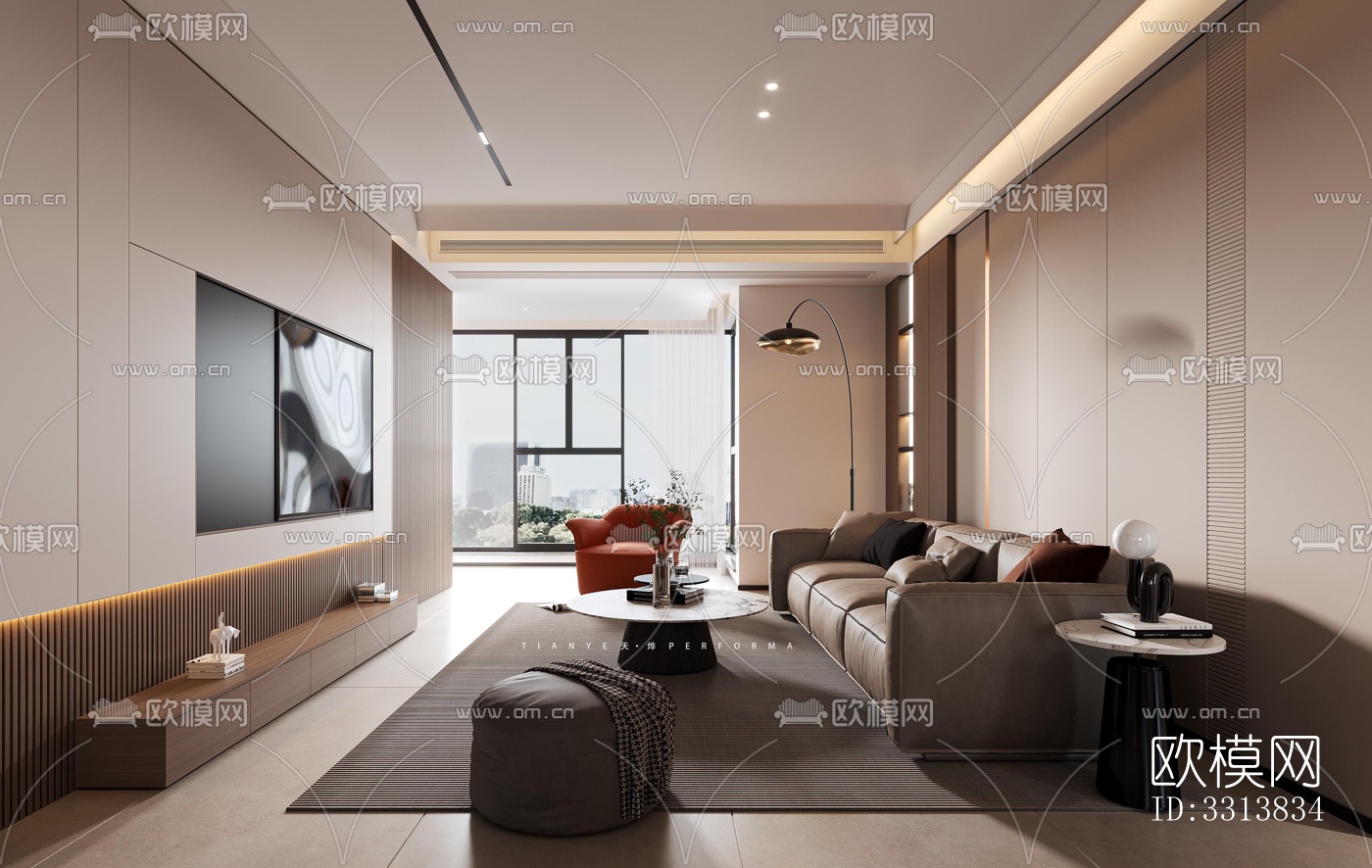 现代客餐厅效果图下载（渲染图4）