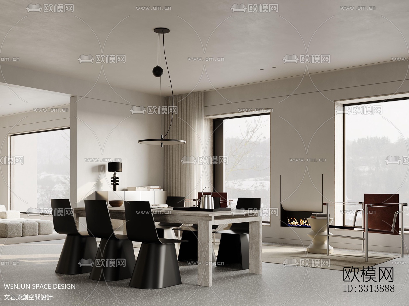 现代客餐厅效果图下载（渲染图16）