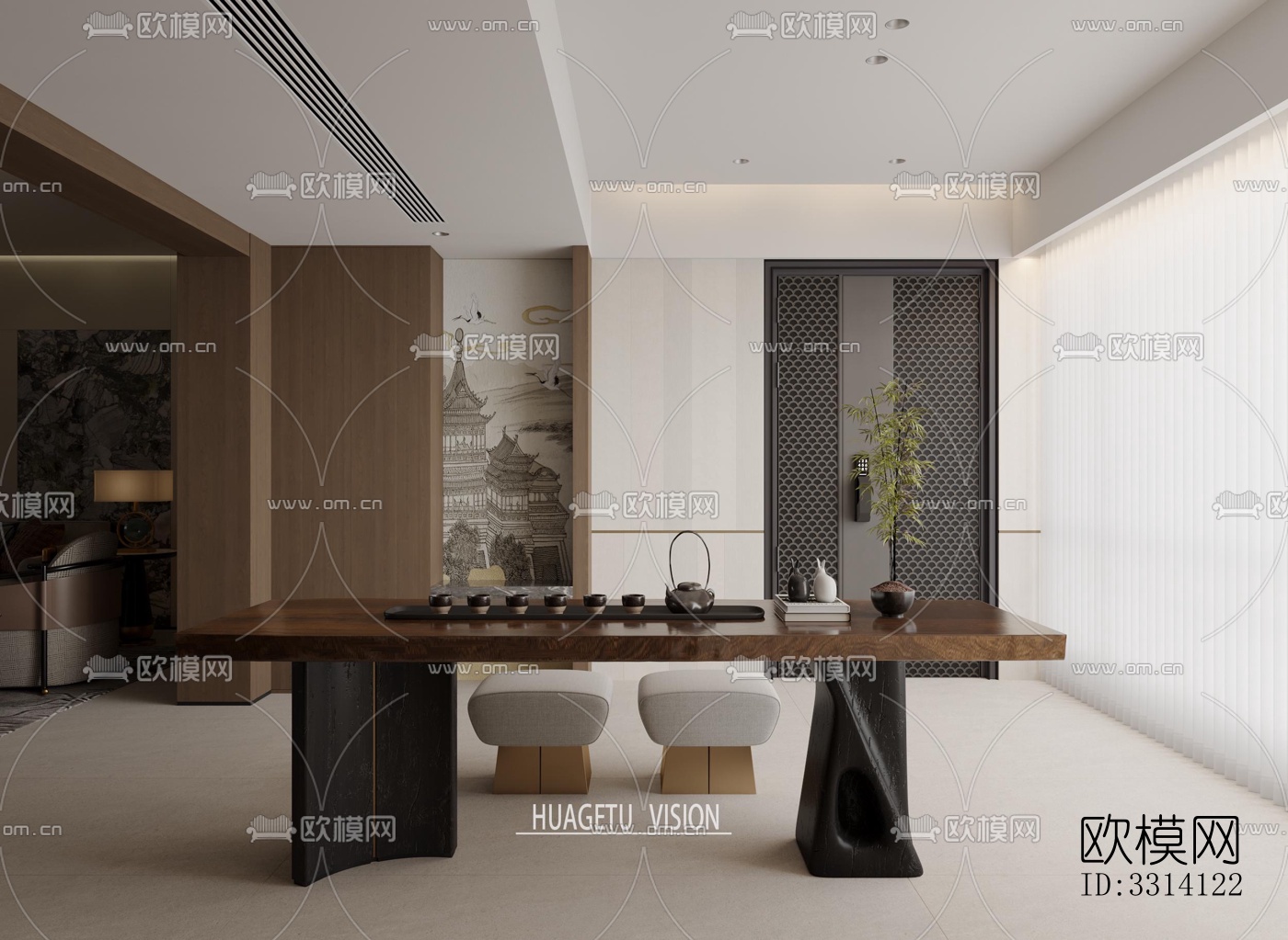 现代客餐厅效果图下载（渲染图2）