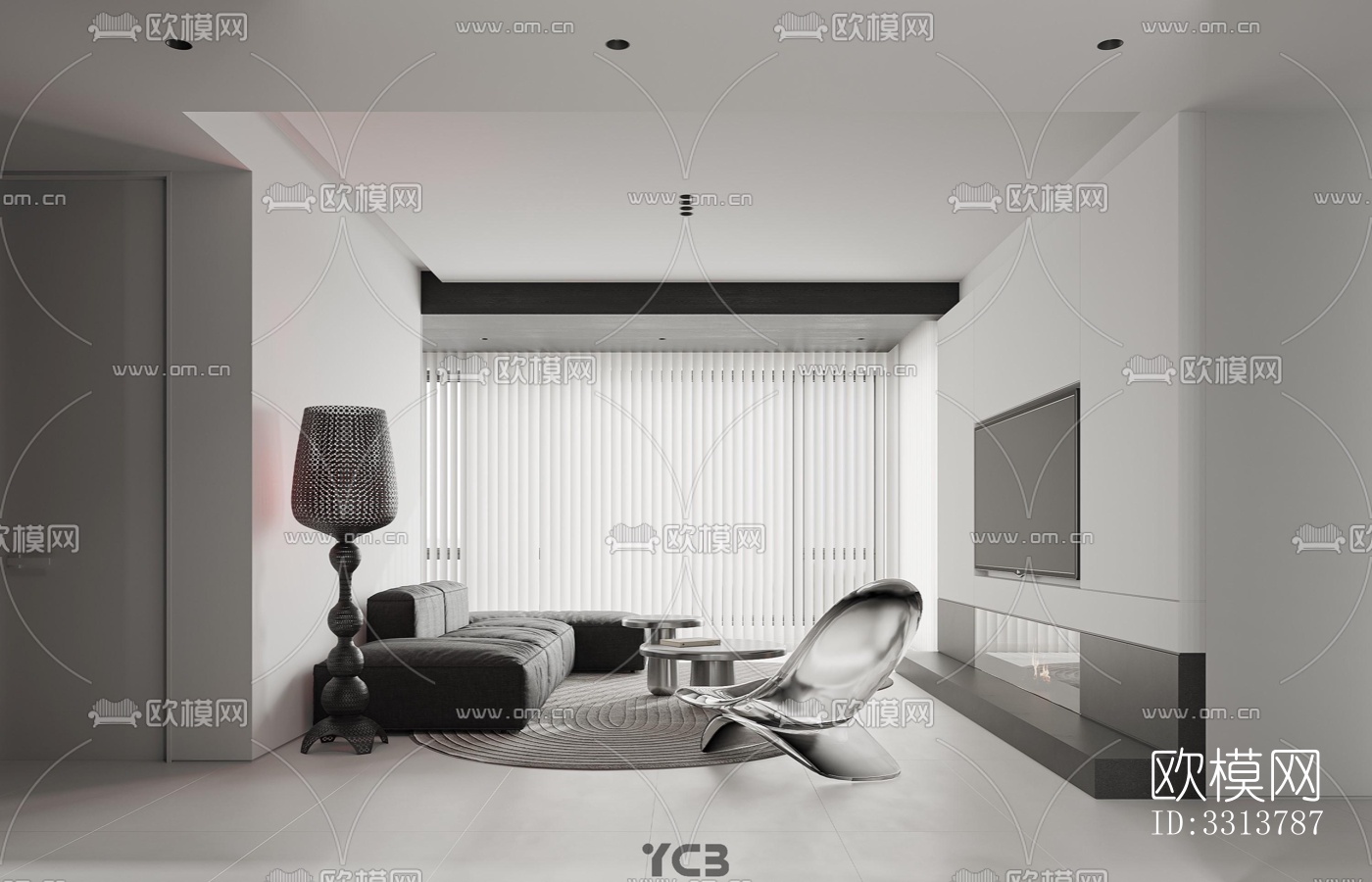 现代客餐厅效果图下载（渲染图3）