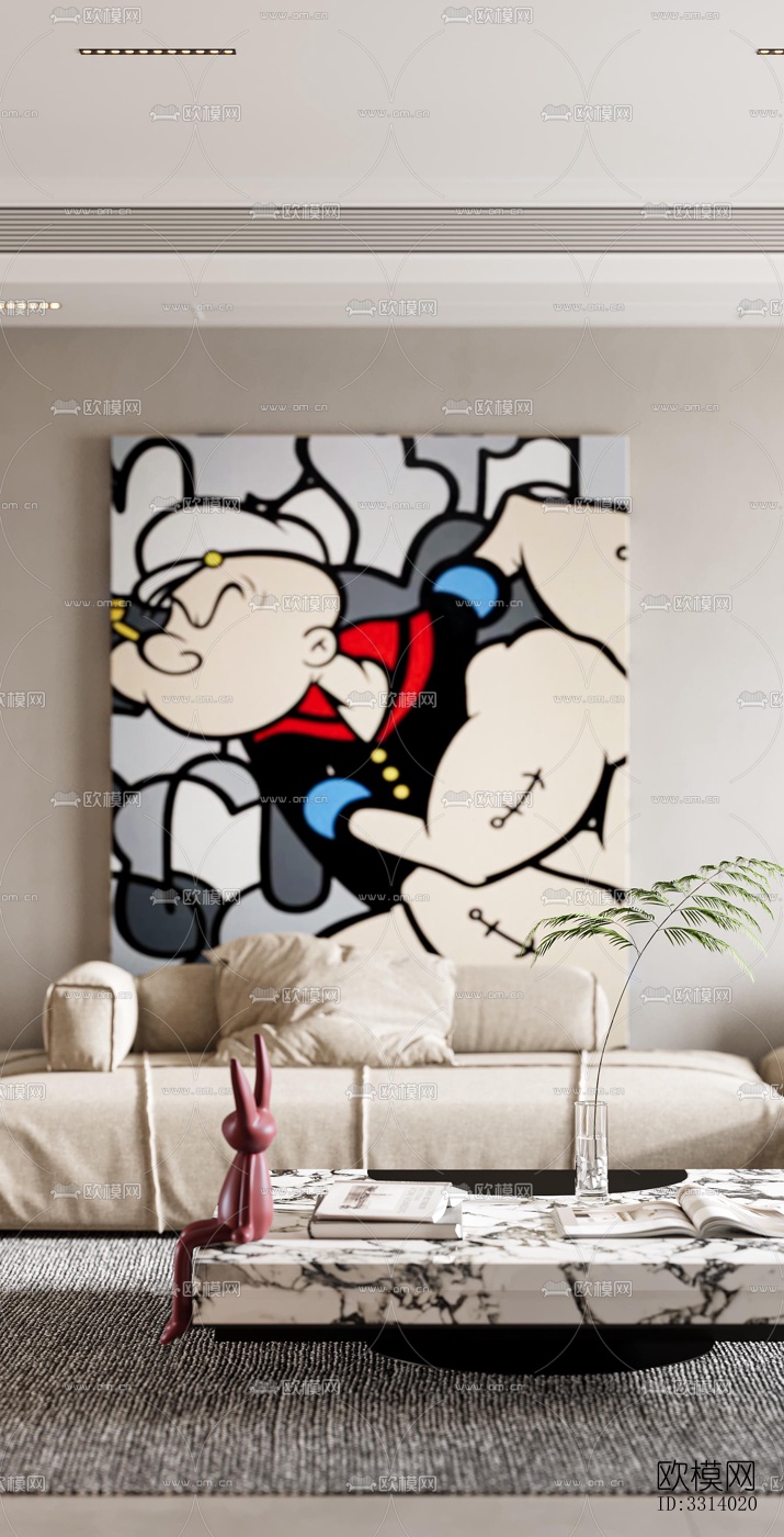 现代客餐厅效果图下载（渲染图6）