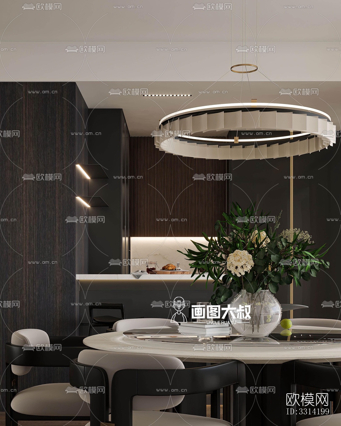 现代客餐厅效果图下载（渲染图6）