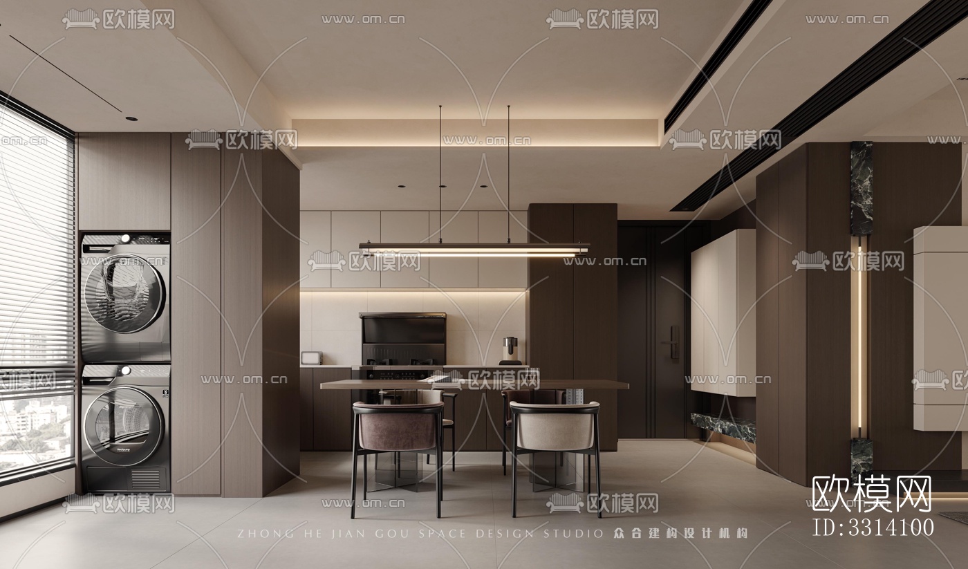 现代客餐厅效果图下载（渲染图2）