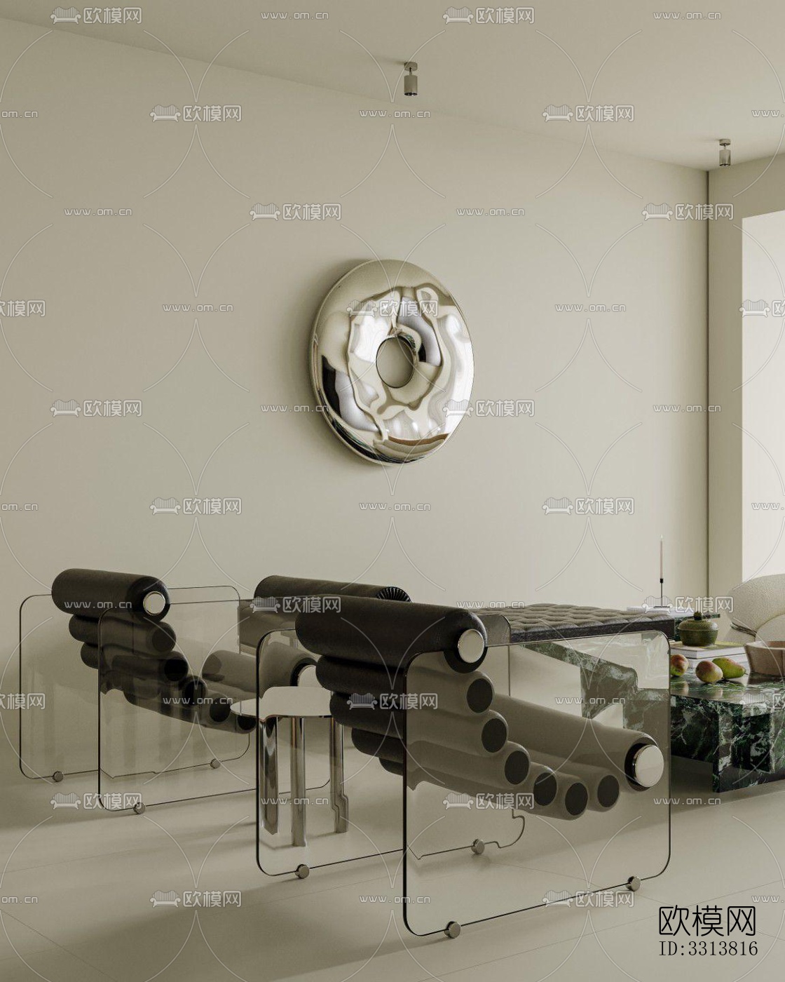 现代客餐厅效果图下载（渲染图2）