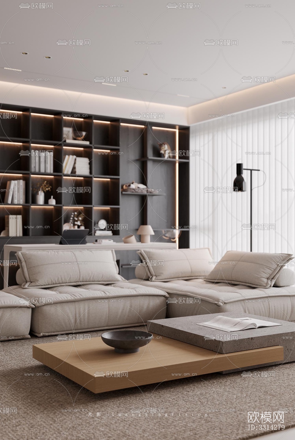 现代客餐厅效果图下载（渲染图3）