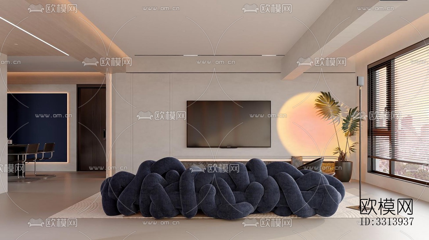 现代客餐厅效果图下载（渲染图12）