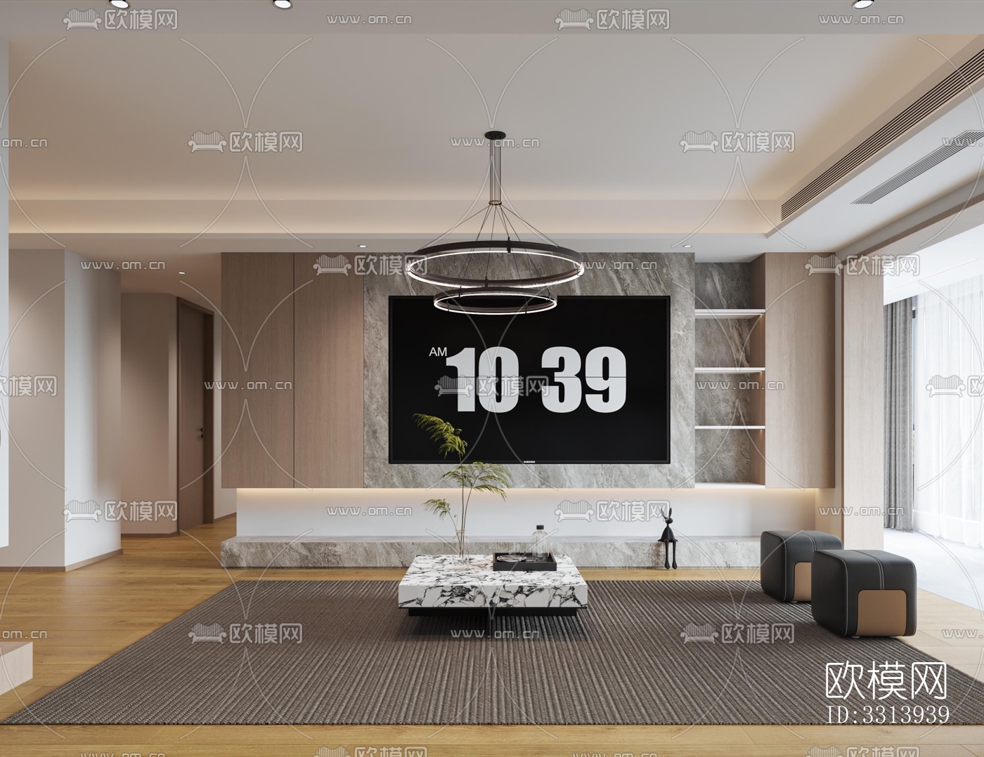 现代客餐厅效果图下载（渲染图2）