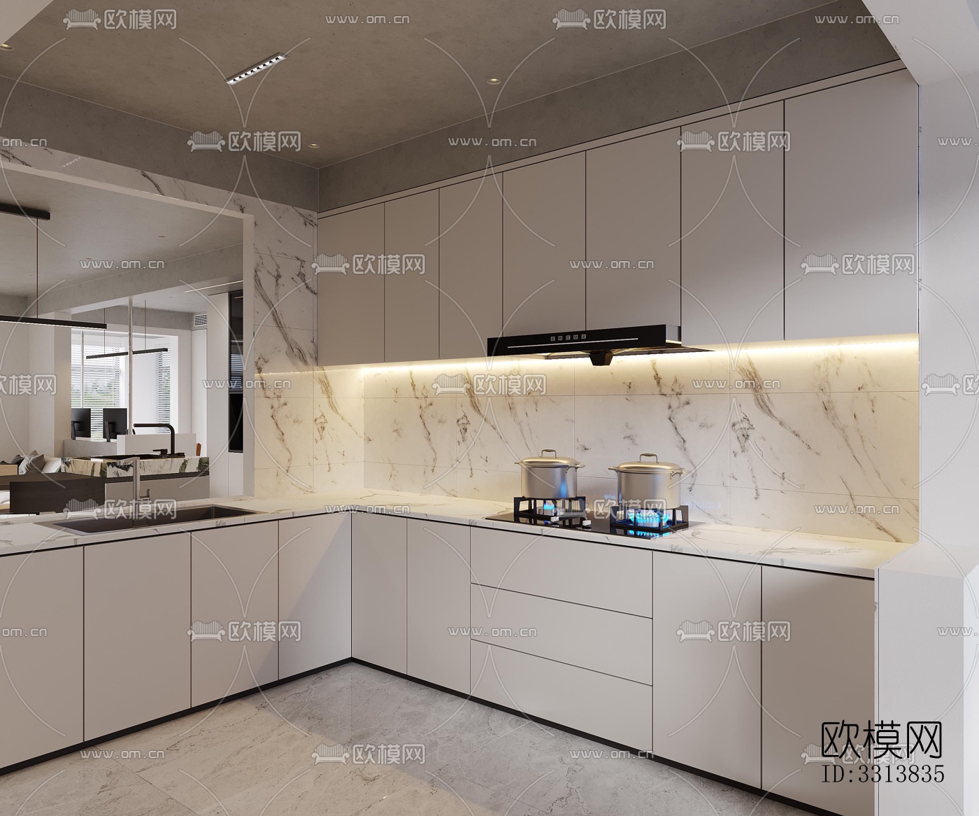 现代客餐厅效果图下载（渲染图7）