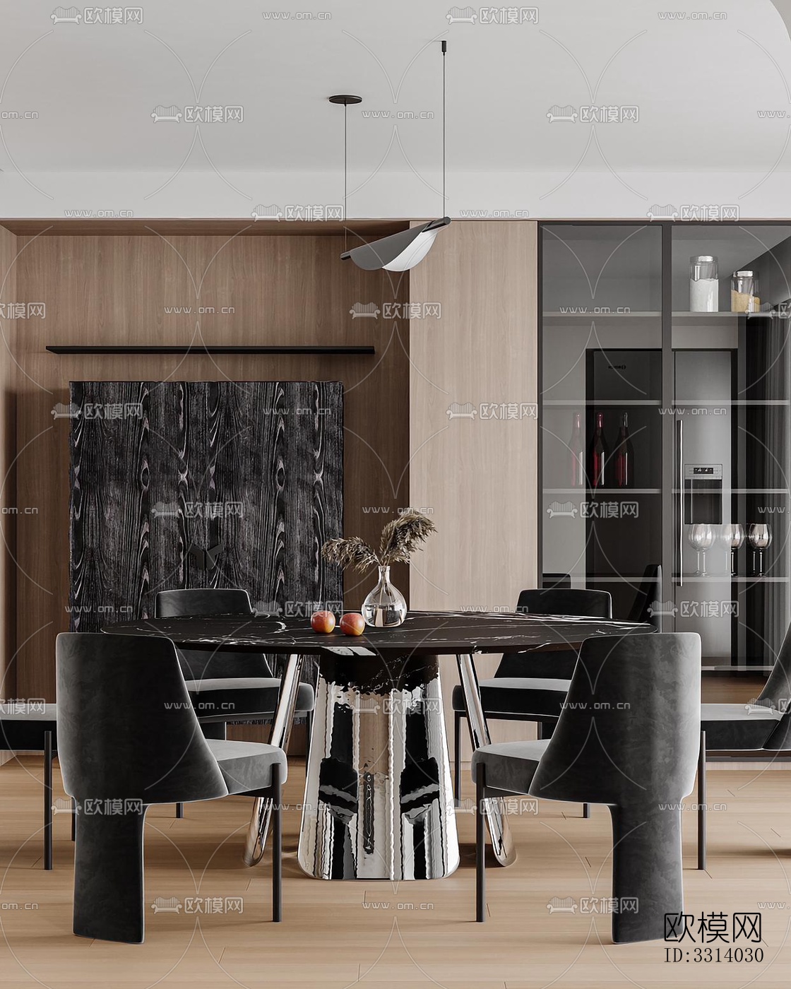 现代客餐厅效果图下载（渲染图1）